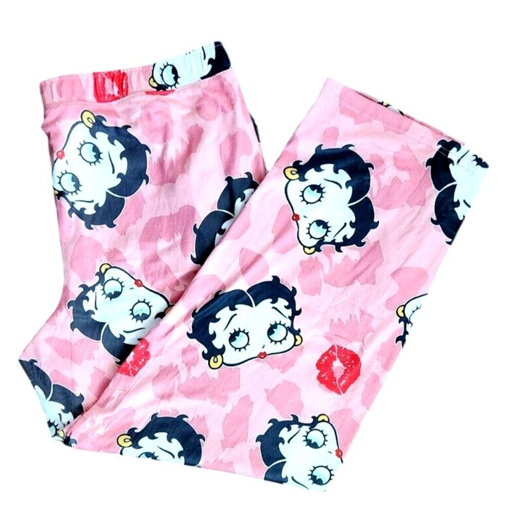 Betty Boop Pink Camo Pajama Pants Women XL 16/18 Lips Lounge Sleepwear